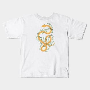 Yellow snake with leaves Kids T-Shirt